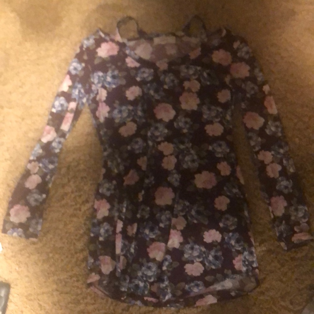 A purple floral dress.